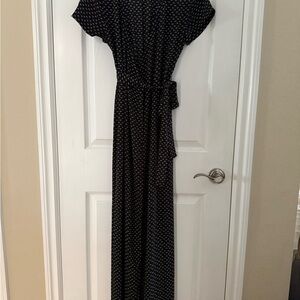 Olivaceous Black and White wrap Maxi Dress